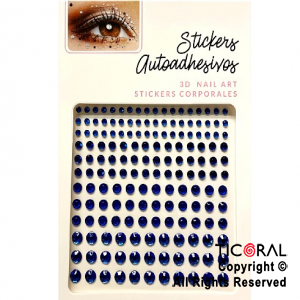 STICKERS STRASS AUTOADHESIVOS CIRCULOS FACETADOS AZUL X 1 PLANCHA